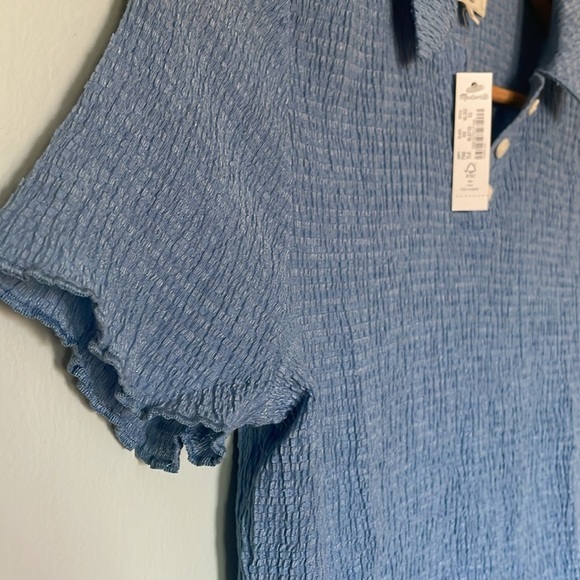 Madewell | crinkle polo crop tee size XS tranquil lake blue - Picture 10 of 12